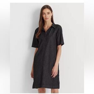 Lauren Ralph Lauren Women's Denim Cotton Shift Dress Size XS New Collar Classic
